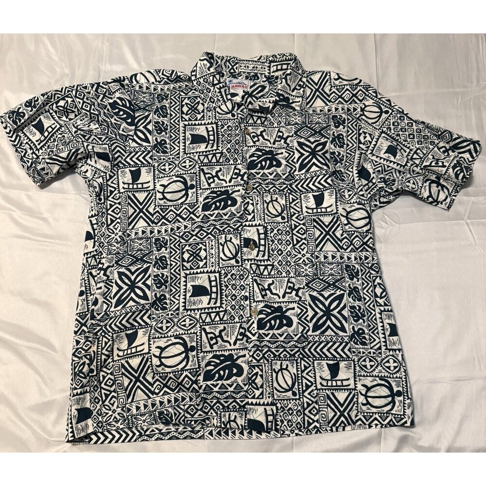 Hawaii L Vintage Hawaiian Floral Shirt 100% Cotton, Casual, Beach, Short Sleeve